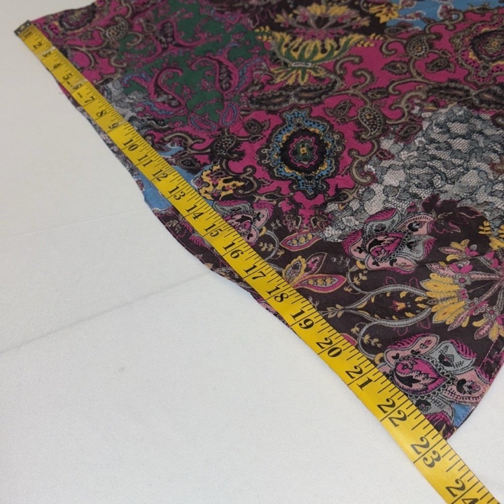 Lucky Brand blouse tunic long sleeves V cutout paisley 100% cotton Sz small - Picture 4 of 9
